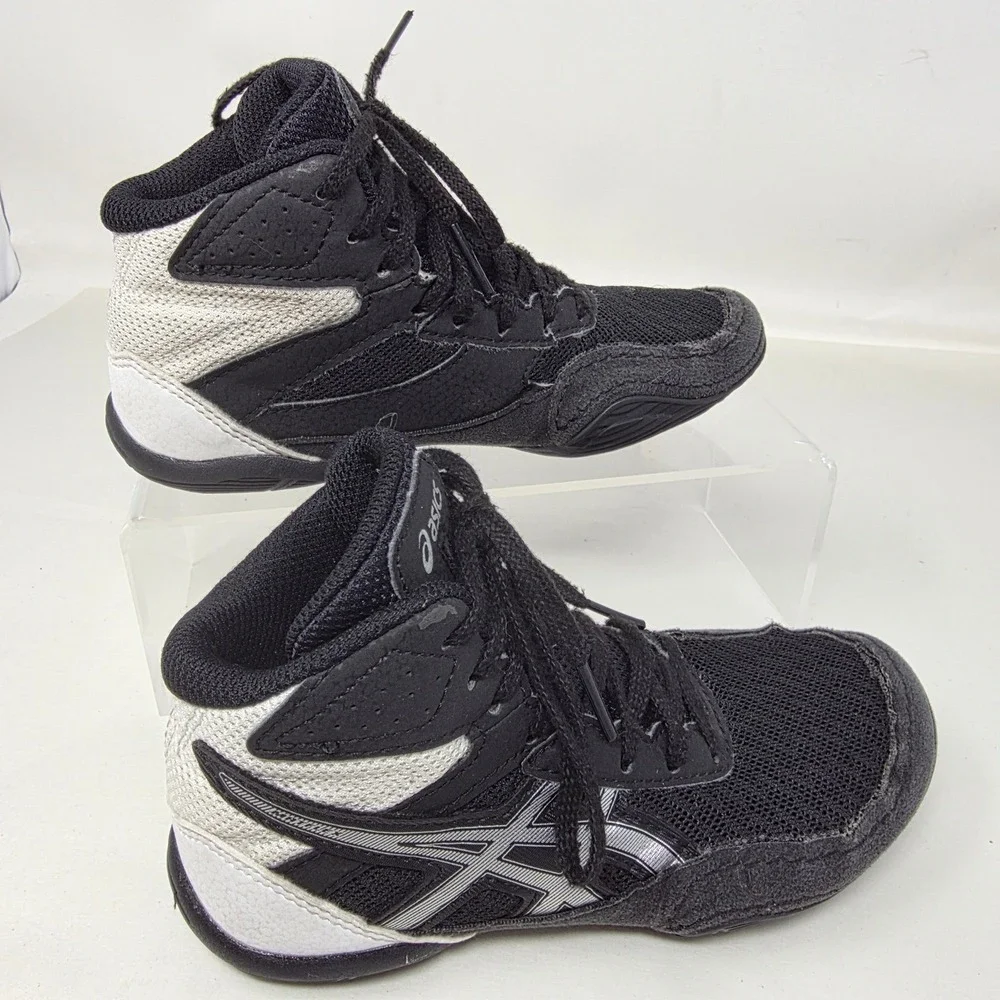 Asics Matflex 6 Wrestling Shoes Kids Size K12 Black White Silver 1084A007 Exc